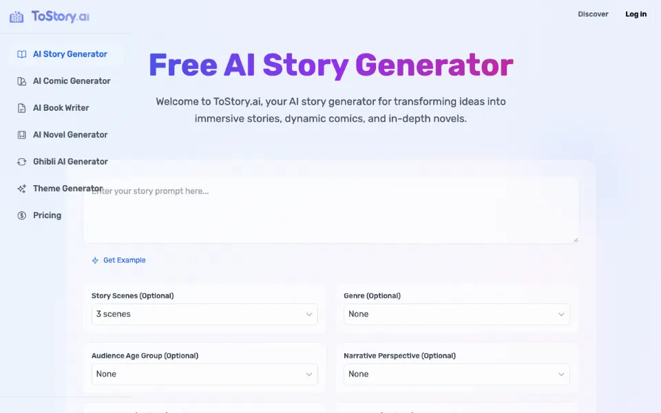 ToStory.ai官网首页截图