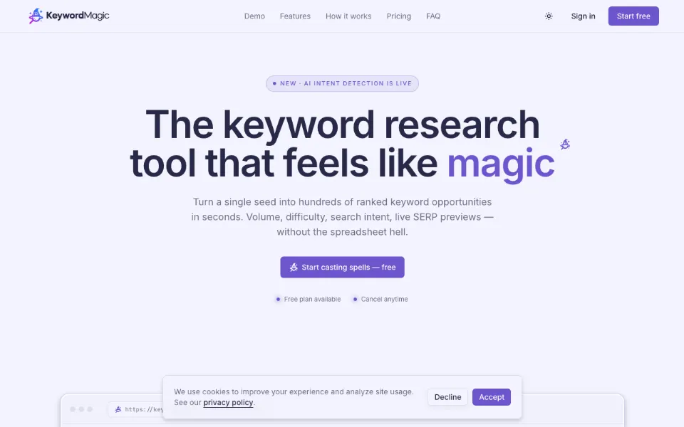 KeywordMagic官网首页截图