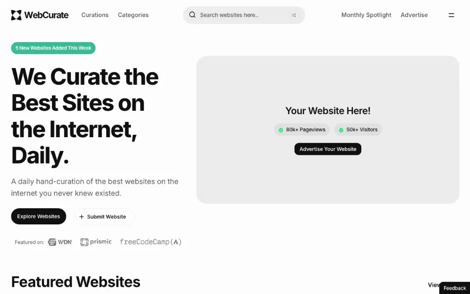 WebCurate官网首页截图