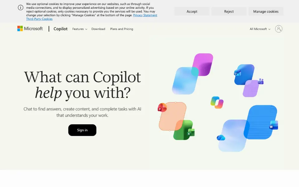 微软Copliot官网首页截图