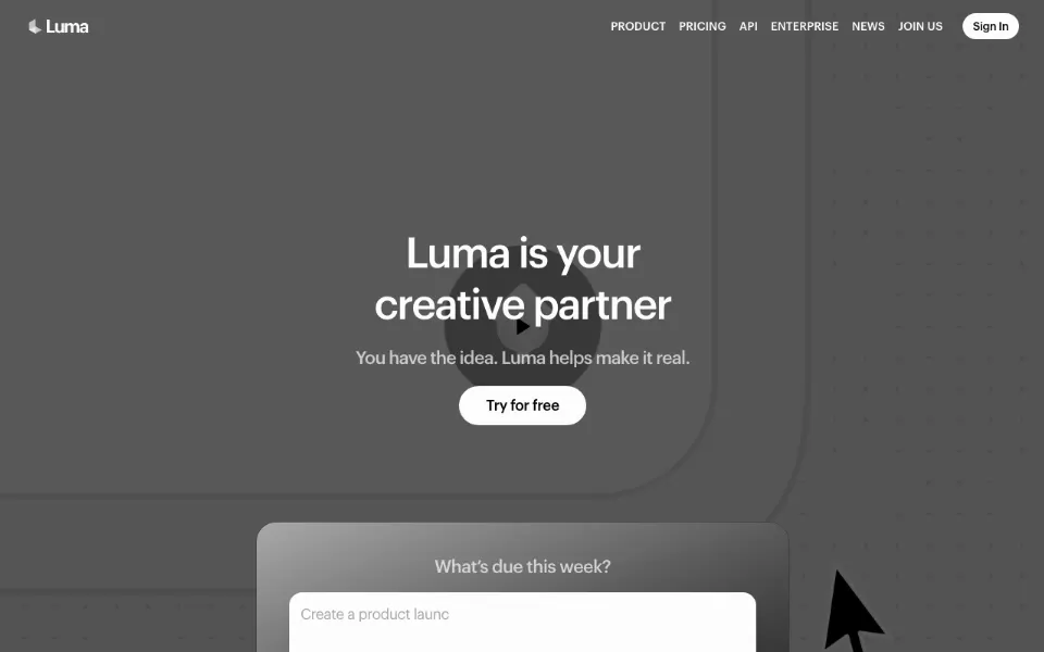 Luma AI官网首页截图