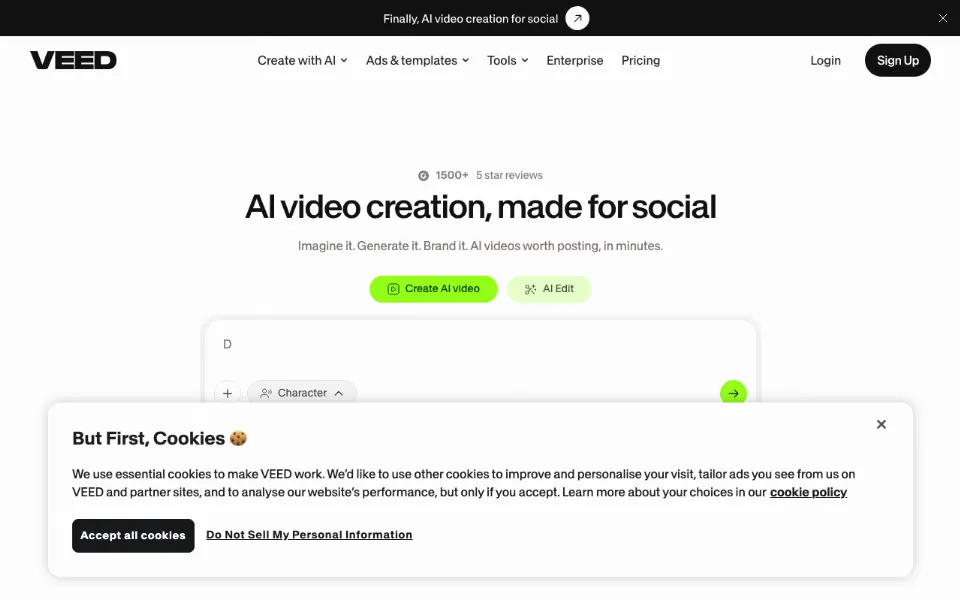 VEED.IO官网首页截图