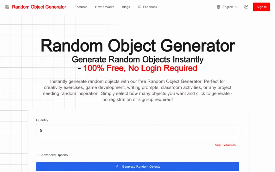 Random Object Generator官网首页截图