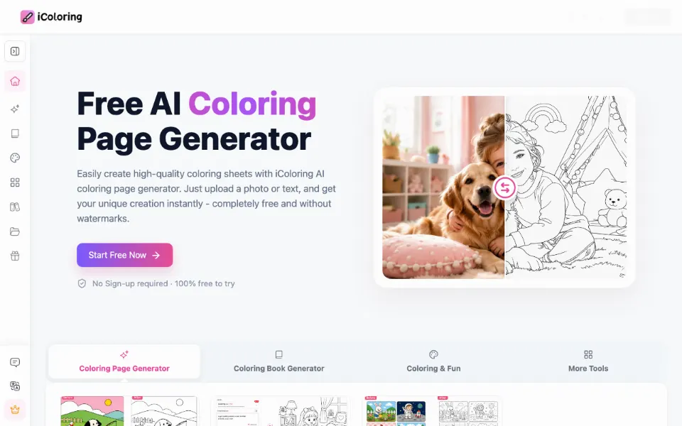 iColoring AI官网首页截图