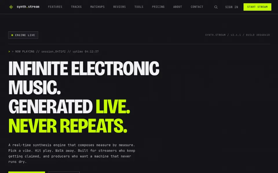 Synth.stream官网首页截图