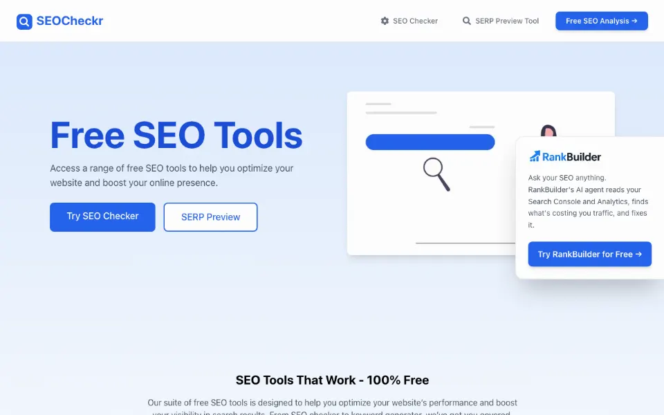 Free SEO Tools官网首页截图