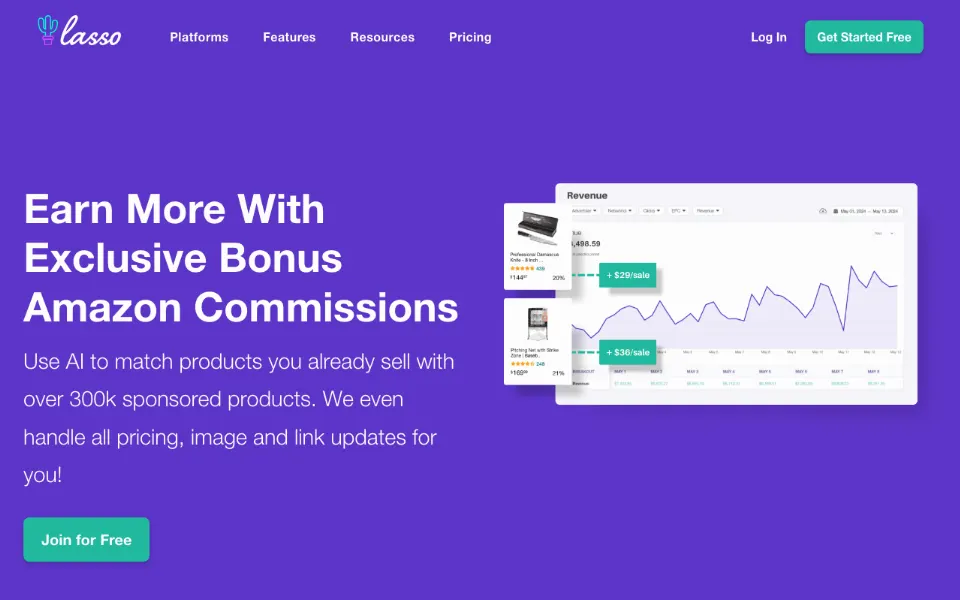 Affiliate From Lasso官网首页截图