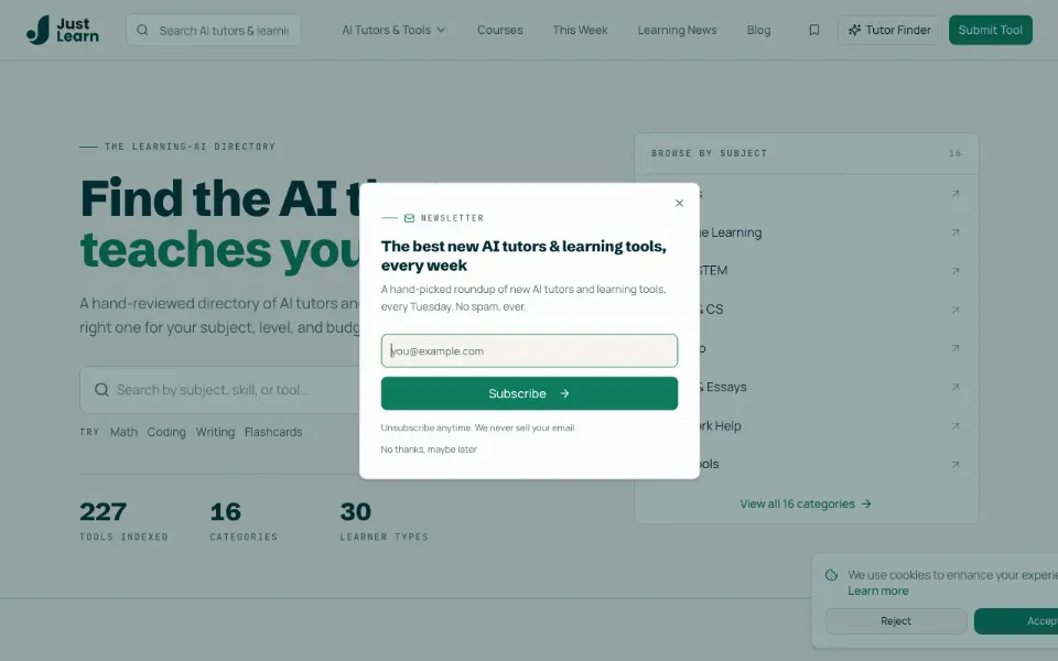 JustLearn官网首页截图