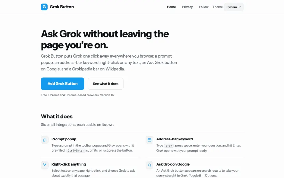 Grok Button官网首页截图