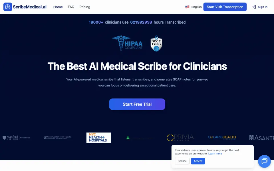 ScribeMedical.ai官网首页截图