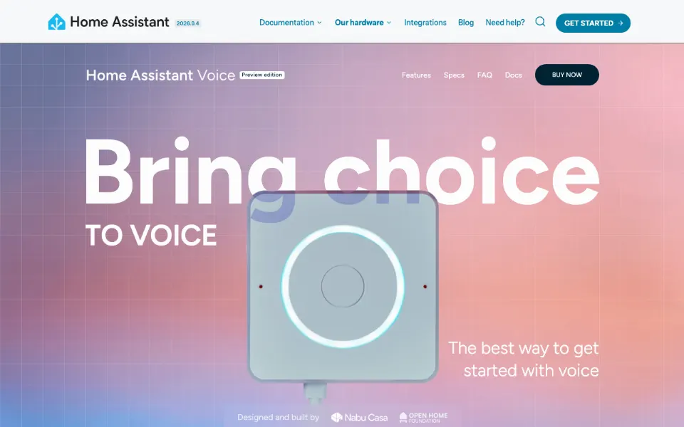 Home Assistant Voice官网首页截图