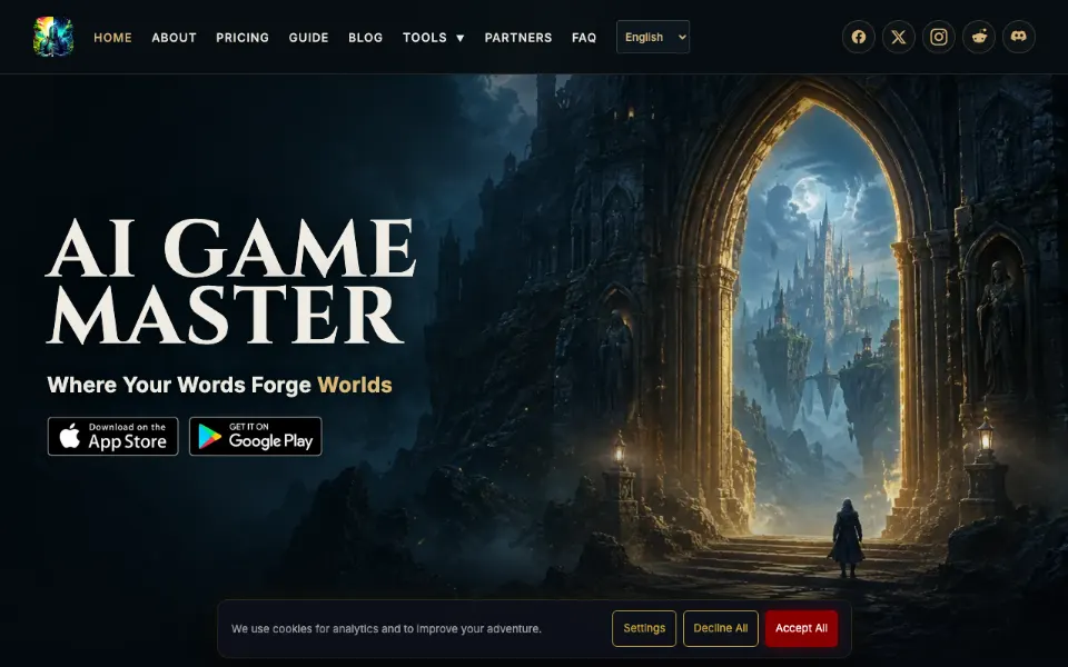 AI Game Master官网首页截图