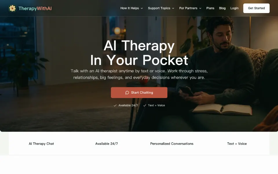 Free AI Therapy官网首页截图