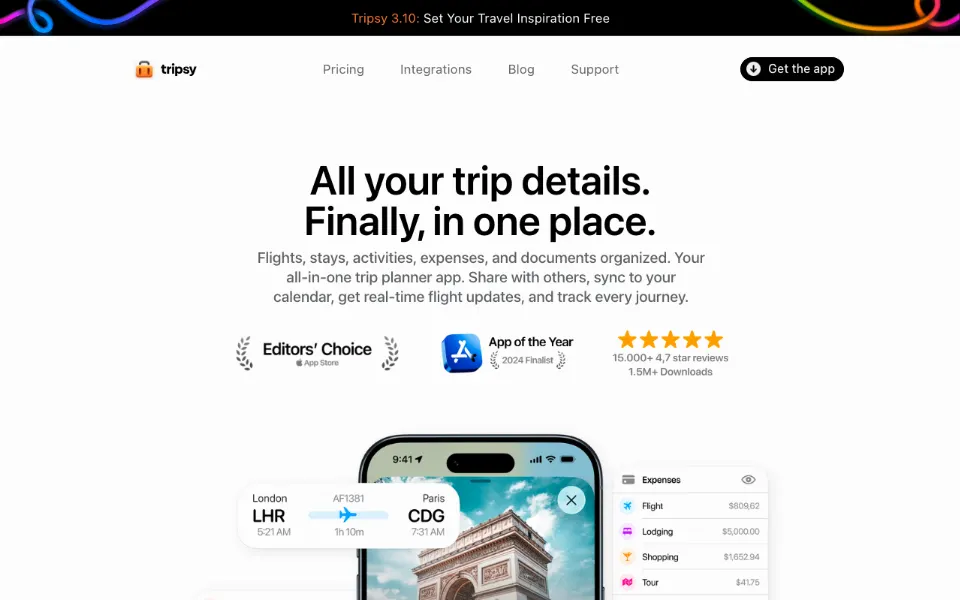 Tripsy 3官网首页截图