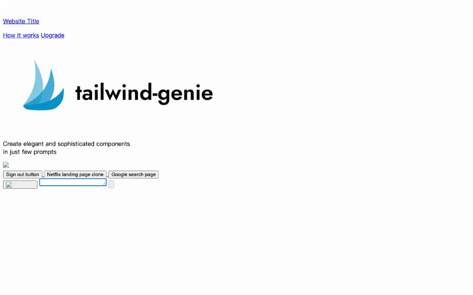 Tailwind Genie官网首页截图
