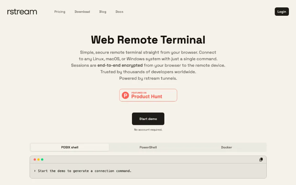 Web Remote Terminal官网首页截图