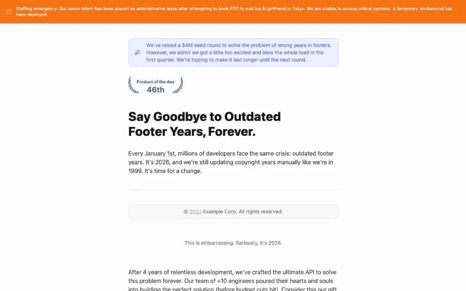Never Have Outdated Footer Dates Again官网首页截图
